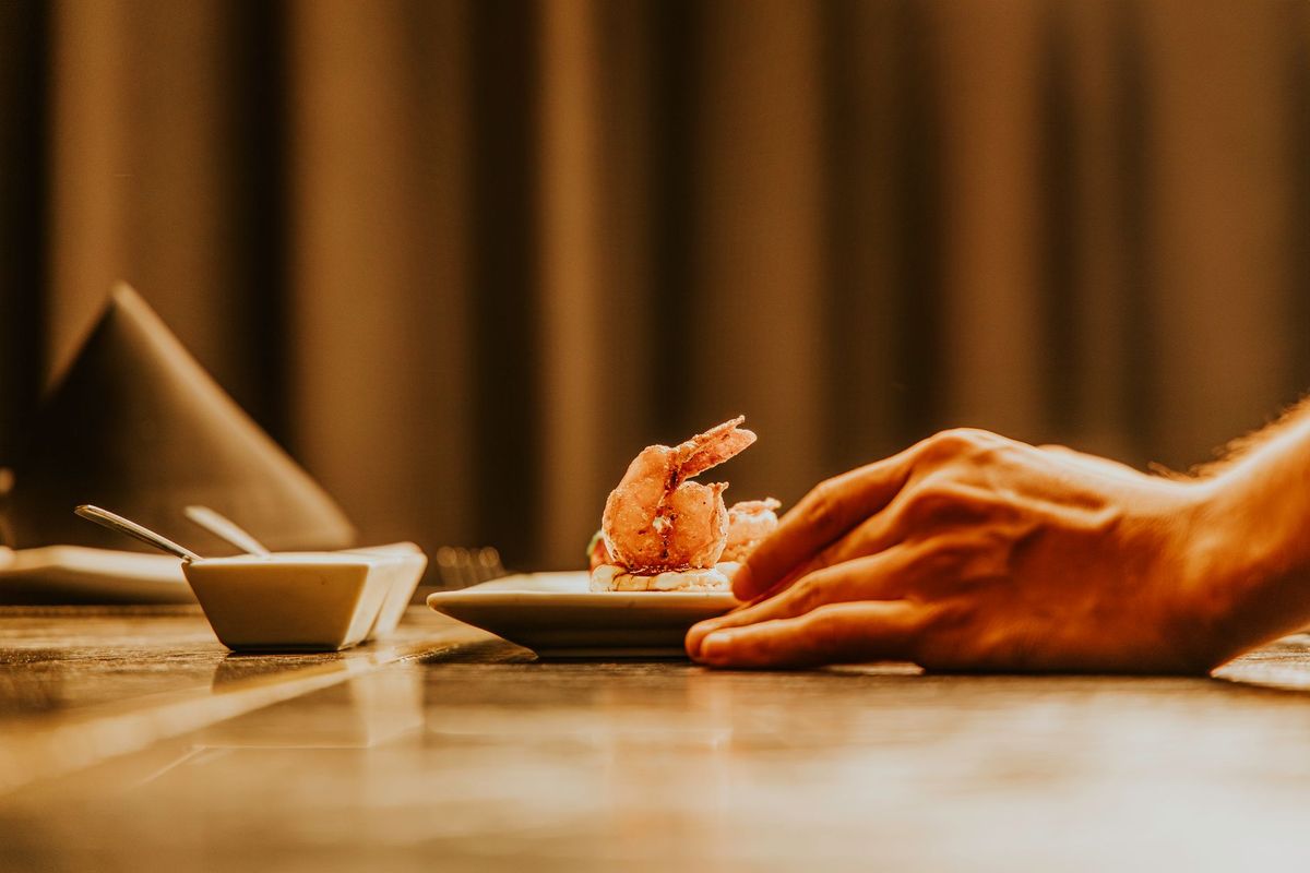 Refined dessert course served at a catered dinner